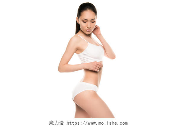 苗条性感的亚洲女人美容减肥瘦身美容瘦身